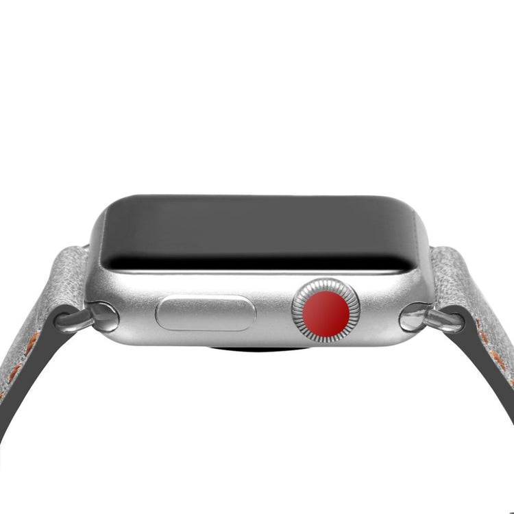 Meget hårdfør Apple Watch Series 5 44mm Ægte læder Rem - Sølv#serie_1