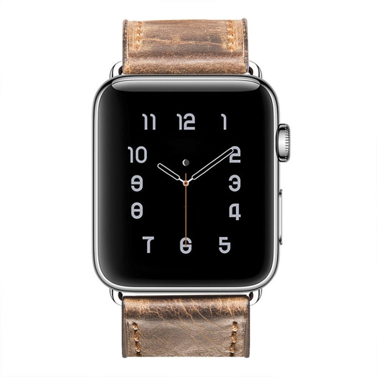Meget hårdfør Apple Watch Series 5 44mm Ægte læder Rem - Brun#serie_3