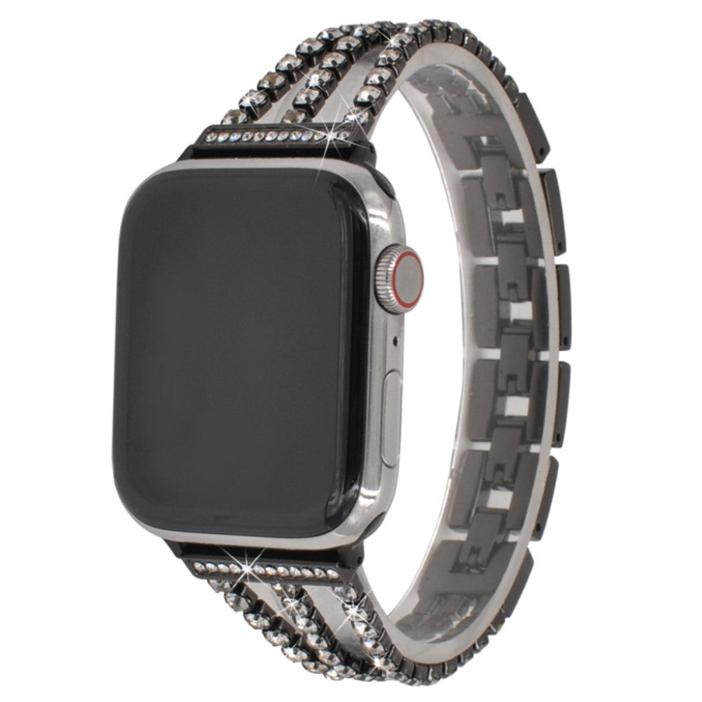  Apple Watch Series 5 44mm / Apple Watch 44mm Metal og Rhinsten Rem - Sort#serie_1