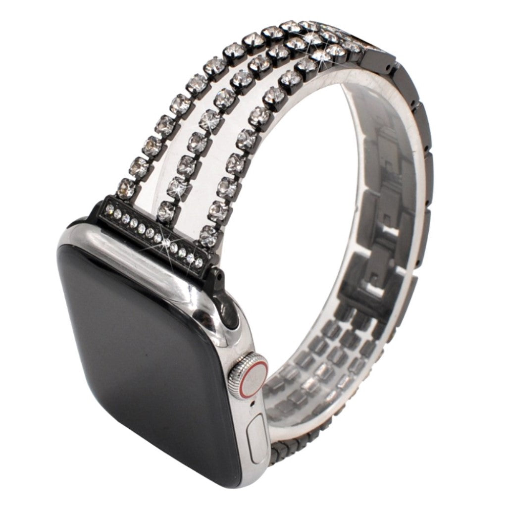  Apple Watch Series 5 44mm / Apple Watch 44mm Metal og Rhinsten Rem - Sort#serie_1