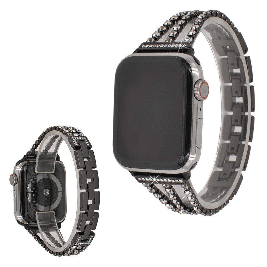  Apple Watch Series 5 44mm / Apple Watch 44mm Metal og Rhinsten Rem - Sort#serie_1