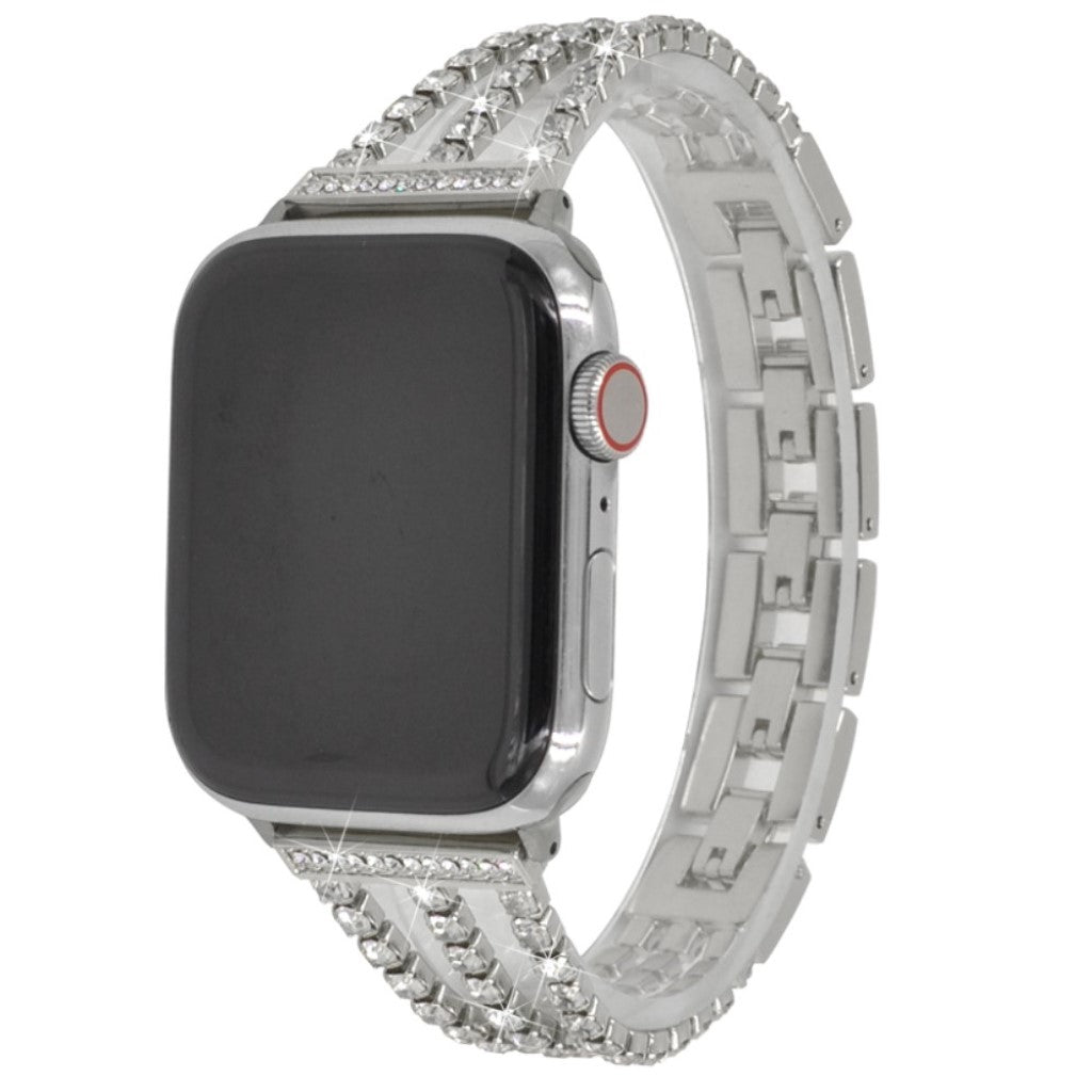  Apple Watch Series 5 44mm / Apple Watch 44mm Metal og Rhinsten Rem - Sølv#serie_2