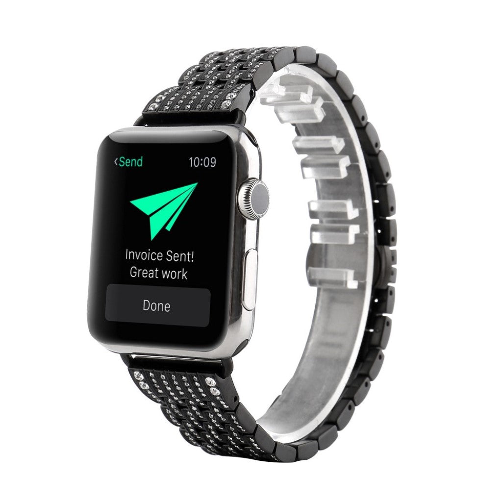  Apple Watch Series 5 44mm / Apple Watch 44mm Metal og Rhinsten Rem - Sort#serie_1