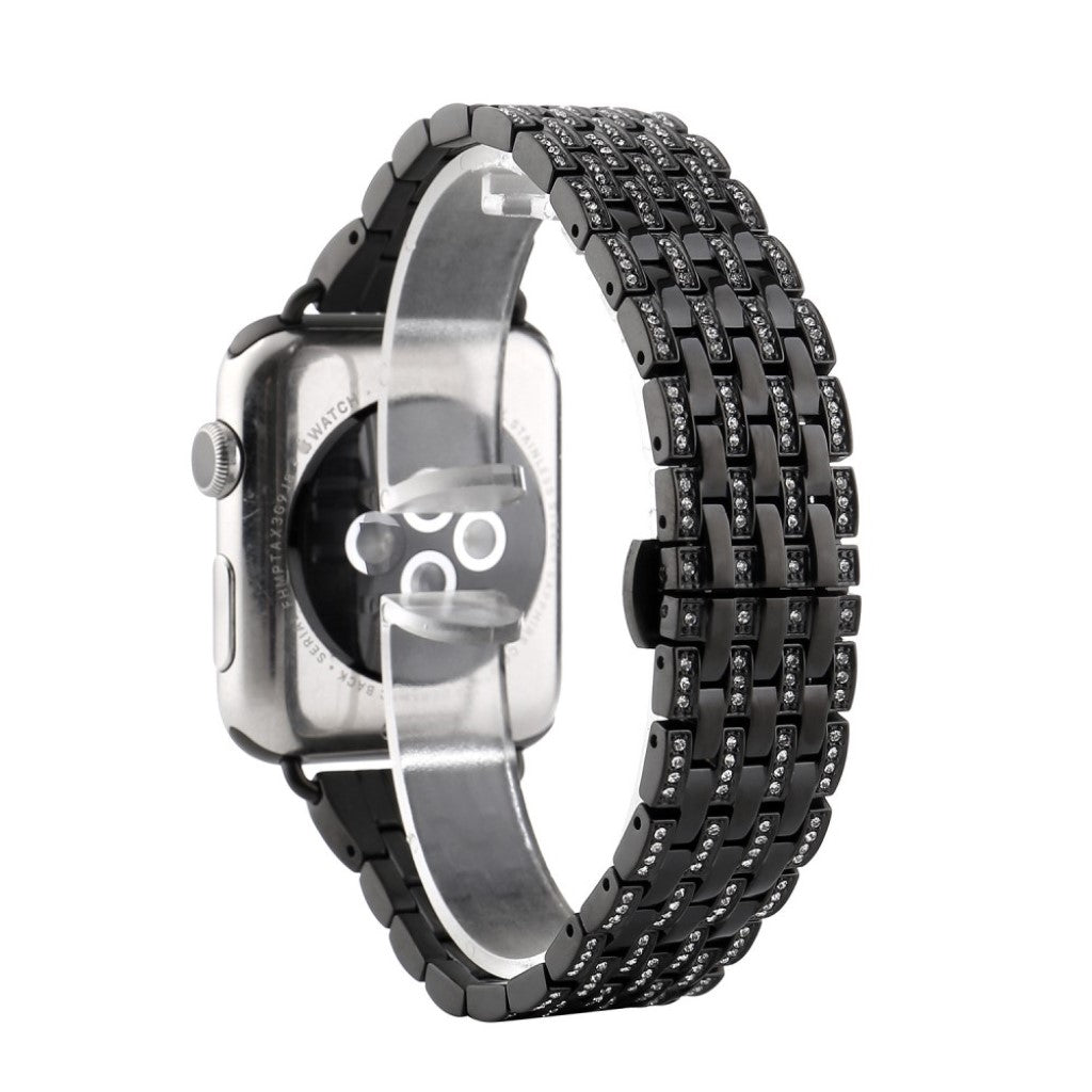  Apple Watch Series 5 44mm / Apple Watch 44mm Metal og Rhinsten Rem - Sort#serie_1