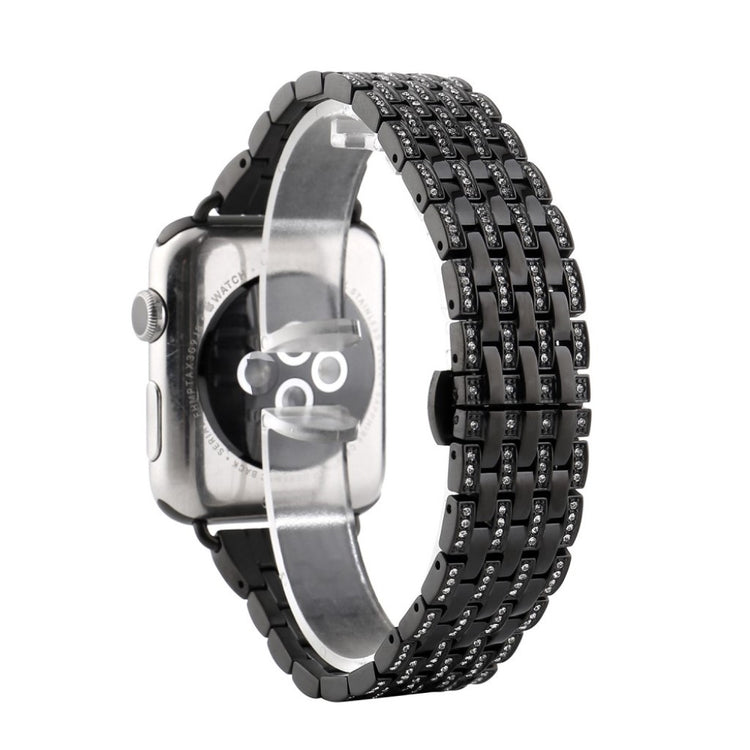  Apple Watch Series 5 44mm / Apple Watch 44mm Metal og Rhinsten Rem - Sort#serie_1