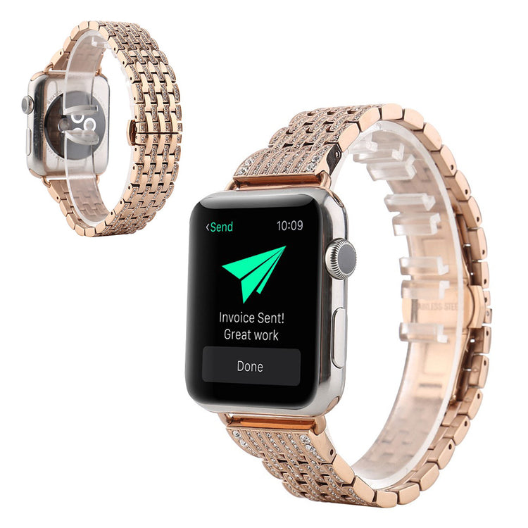  Apple Watch Series 5 44mm / Apple Watch 44mm Metal og Rhinsten Rem - Pink#serie_3