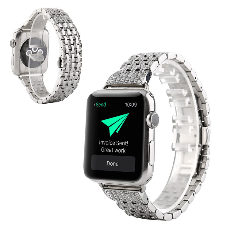 Apple Watch Series 5 44mm / Apple Watch 44mm Metal og Rhinsten Rem - Sølv#serie_4