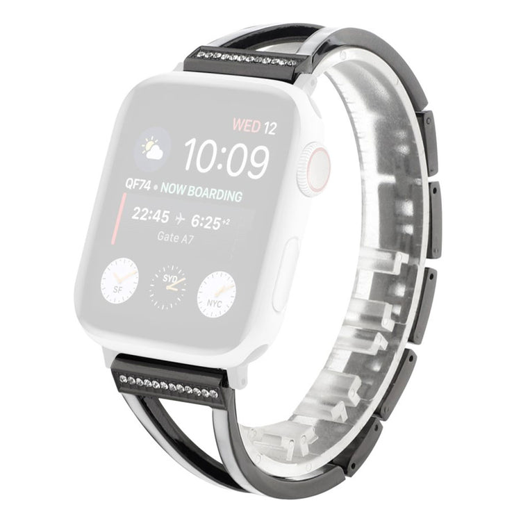  Apple Watch Series 6 44mm / Apple Watch Series 5 44mm Metal og Rhinsten Rem - Sort#serie_1