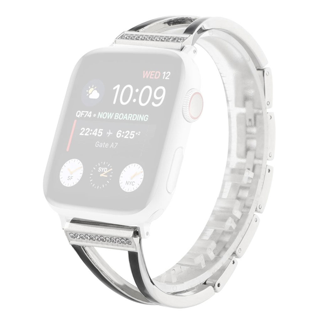  Apple Watch Series 6 44mm / Apple Watch Series 5 44mm Metal og Rhinsten Rem - Sølv#serie_2