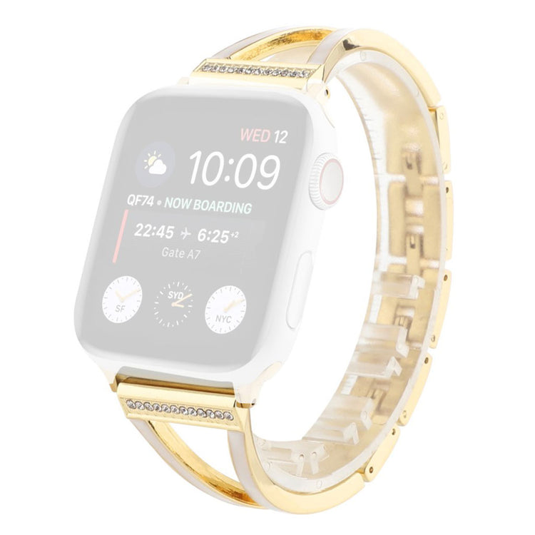  Apple Watch Series 6 44mm / Apple Watch Series 5 44mm Metal og Rhinsten Rem - Guld#serie_3