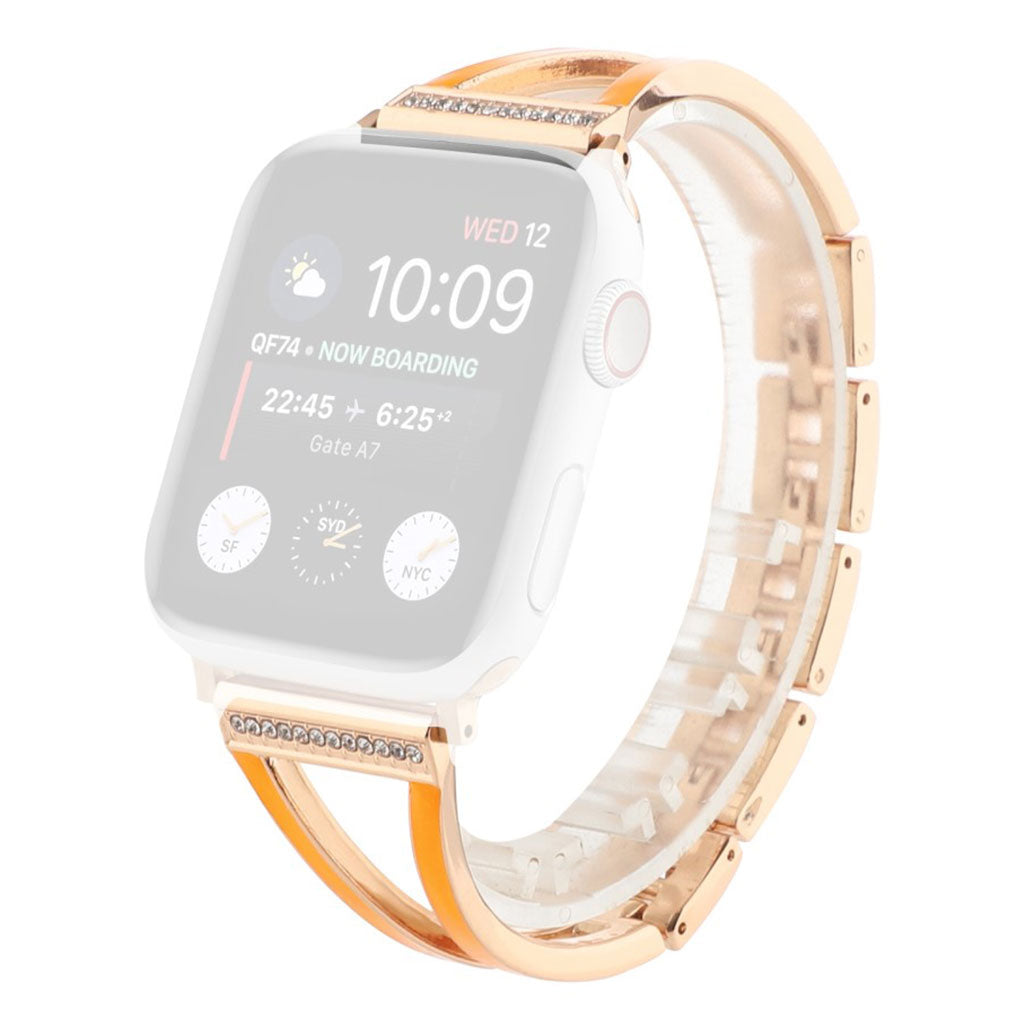  Apple Watch Series 6 44mm / Apple Watch Series 5 44mm Metal og Rhinsten Rem - Pink#serie_4