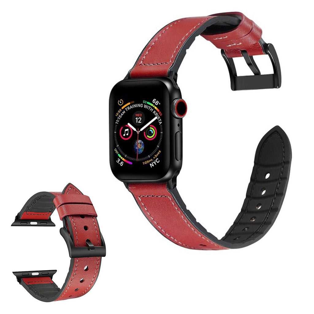 Super cool Universal Apple Kunstlæder og Silikone Rem - Rød#serie_1