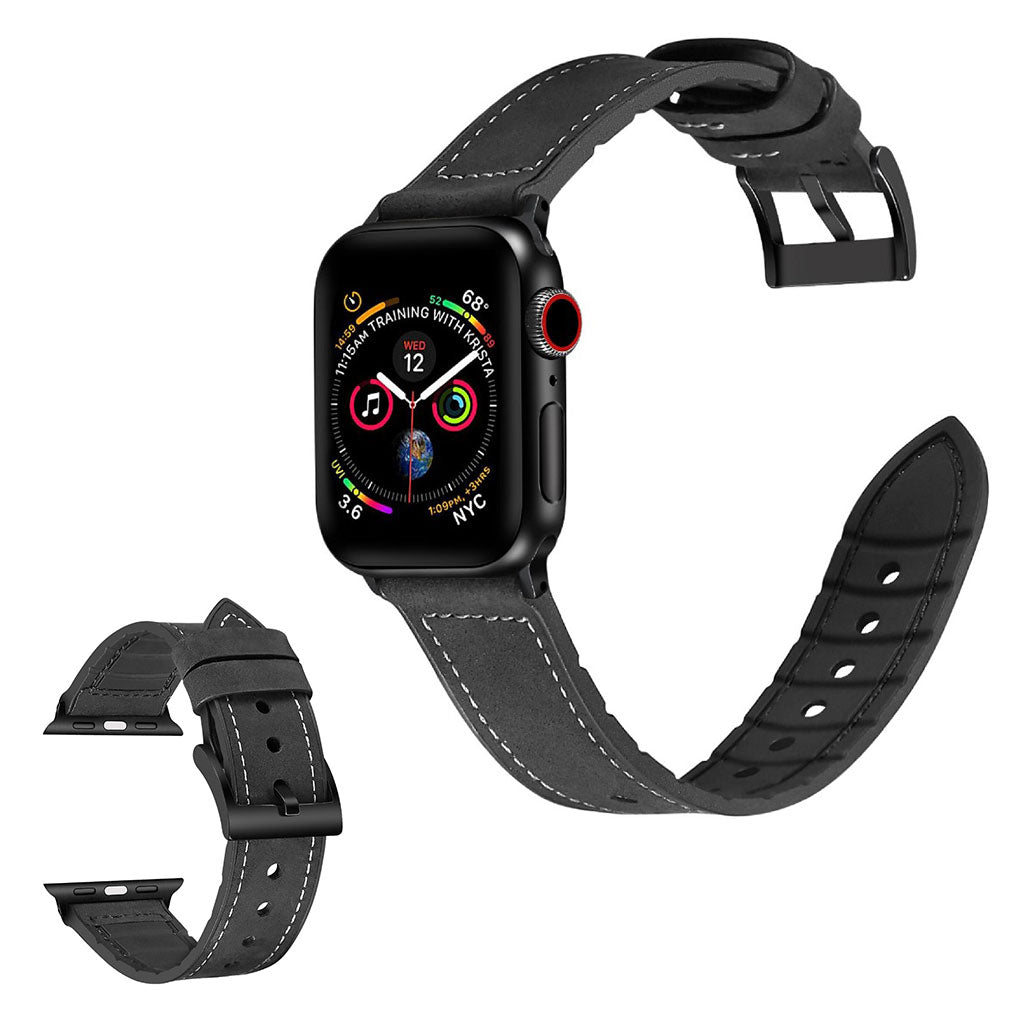 Super cool Universal Apple Kunstlæder og Silikone Rem - Sort#serie_2