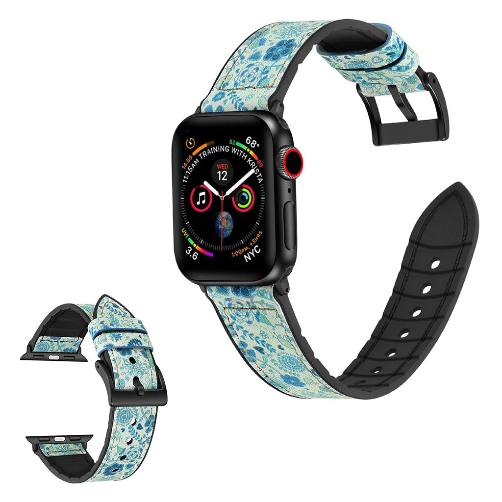 Super cool Universal Apple Kunstlæder og Silikone Rem - Blå#serie_7