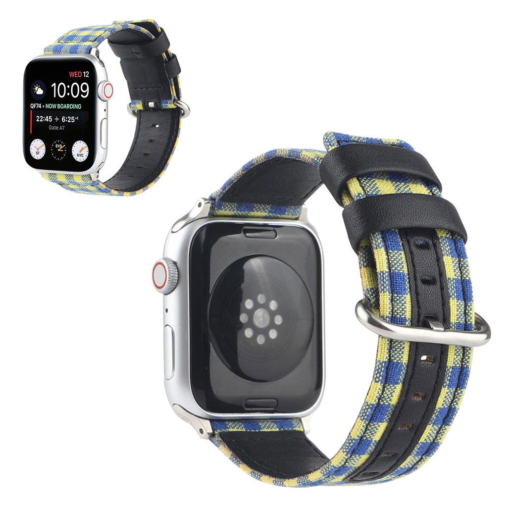 Apple Watch Series 6 / 5 40mm lattice pattern watch band - Yellow / Blue#serie_4