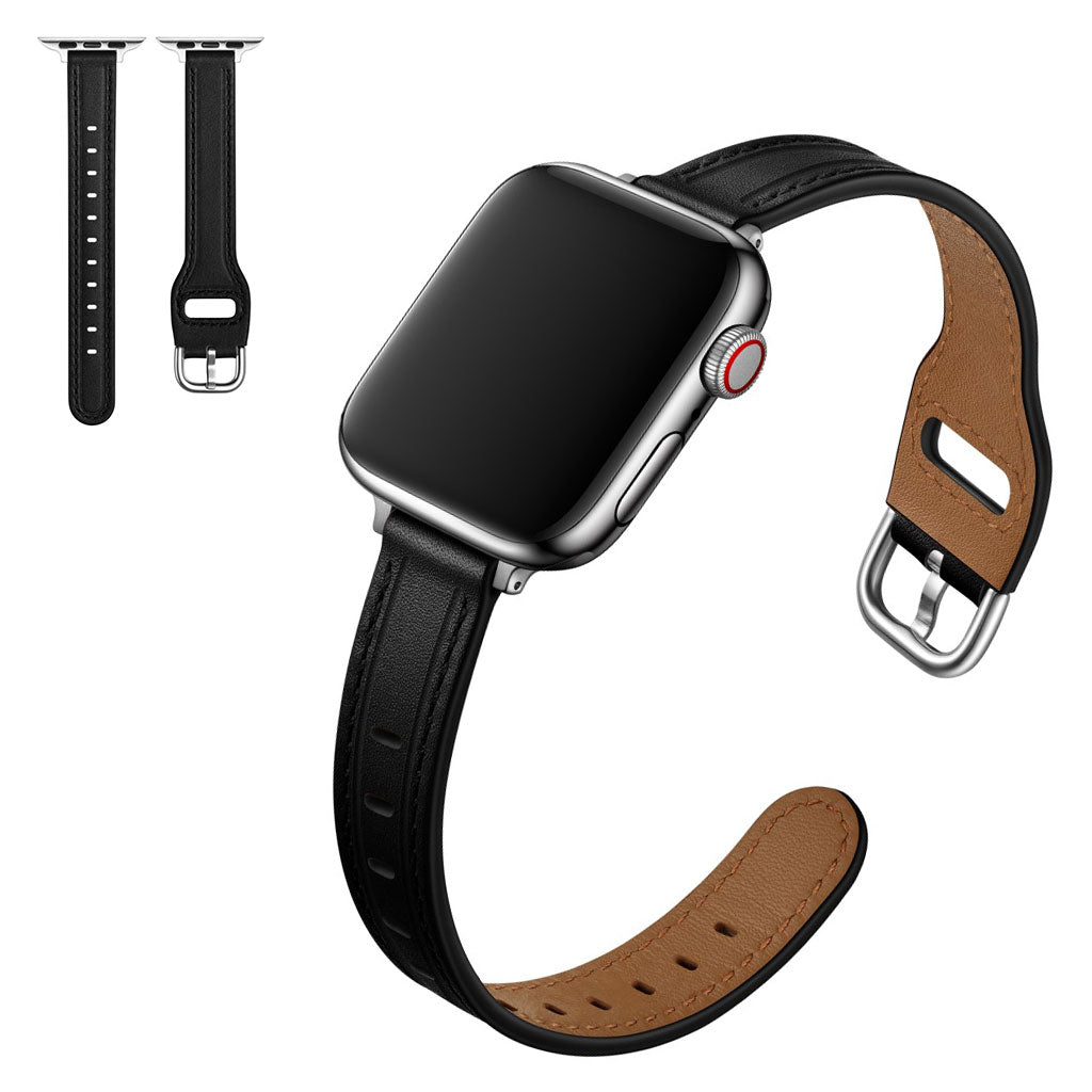 Mega komfortabel Universal Apple Ægte læder Rem - Sort#serie_7