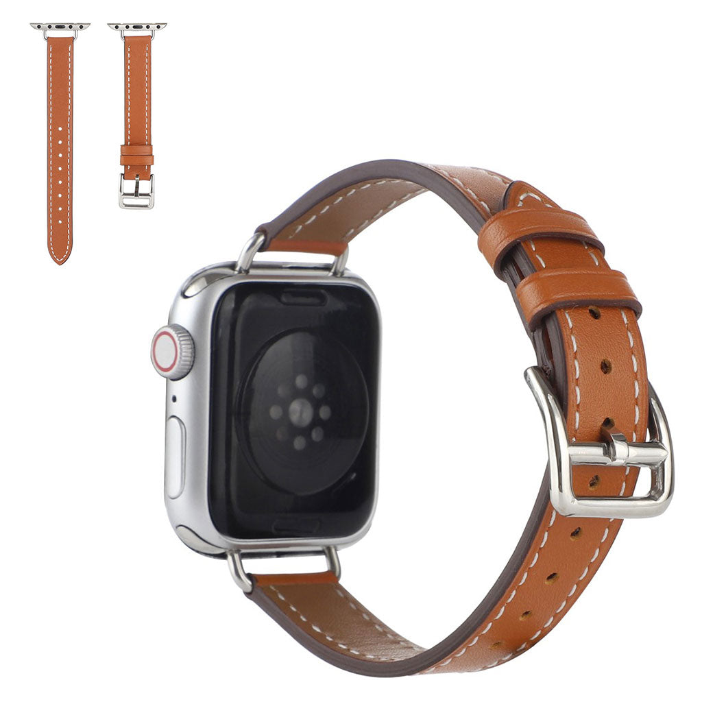 Mega slidstærk Universal Apple Ægte læder Rem - Brun#serie_7