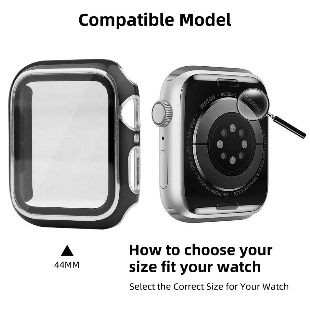 Meget Flot Universal Apple Cover med Skærmbeskytter i Plastik og Hærdet Glas - Sort#serie_6
