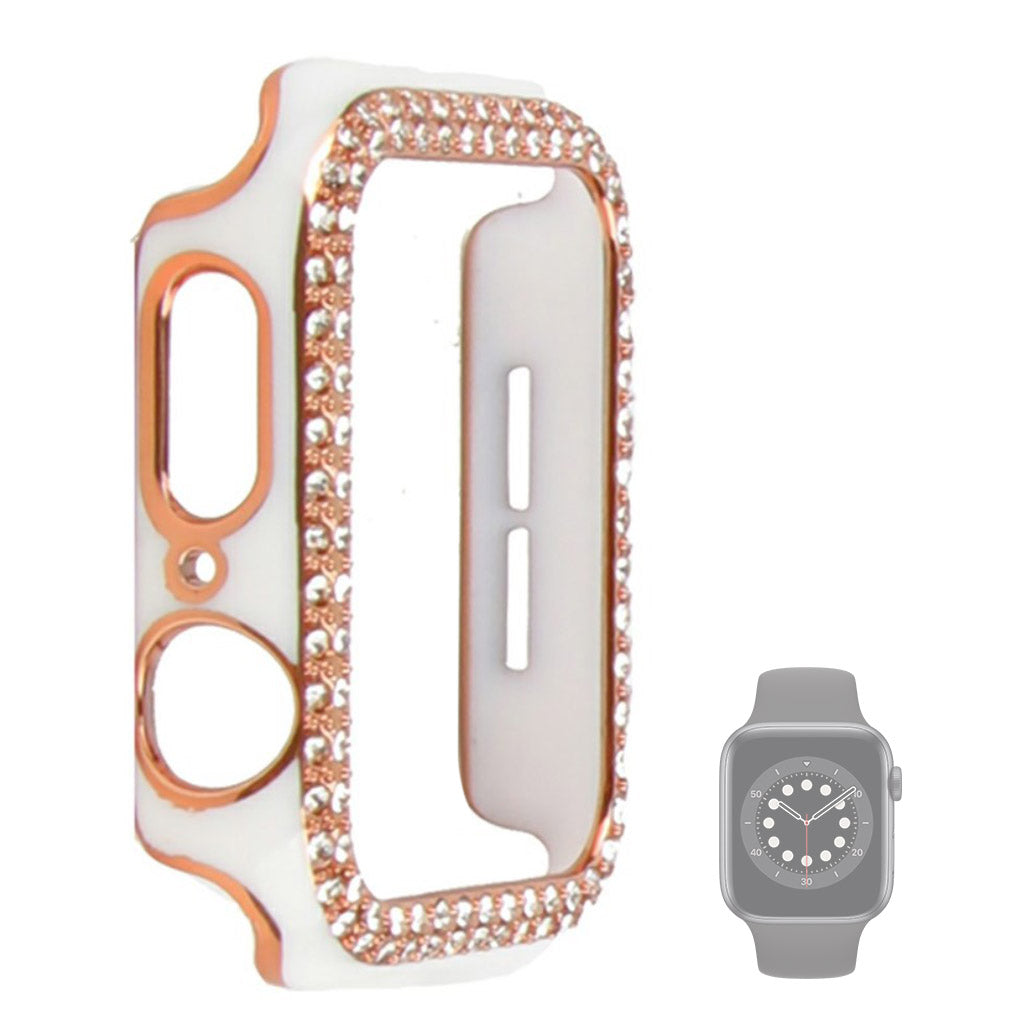 Universal Apple  Plastik og Rhinsten Bumper  - Hvid#serie_1