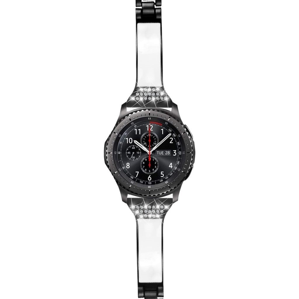  Samsung Gear S3 Frontier / Samsung Galaxy Watch (46mm) Metal og Rhinsten Rem - Sort#serie_1