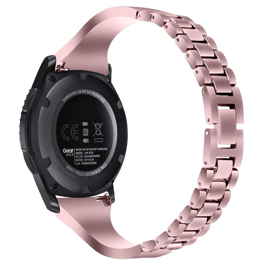  Samsung Gear S3 Frontier / Samsung Galaxy Watch (46mm) Metal og Rhinsten Rem - Pink#serie_2