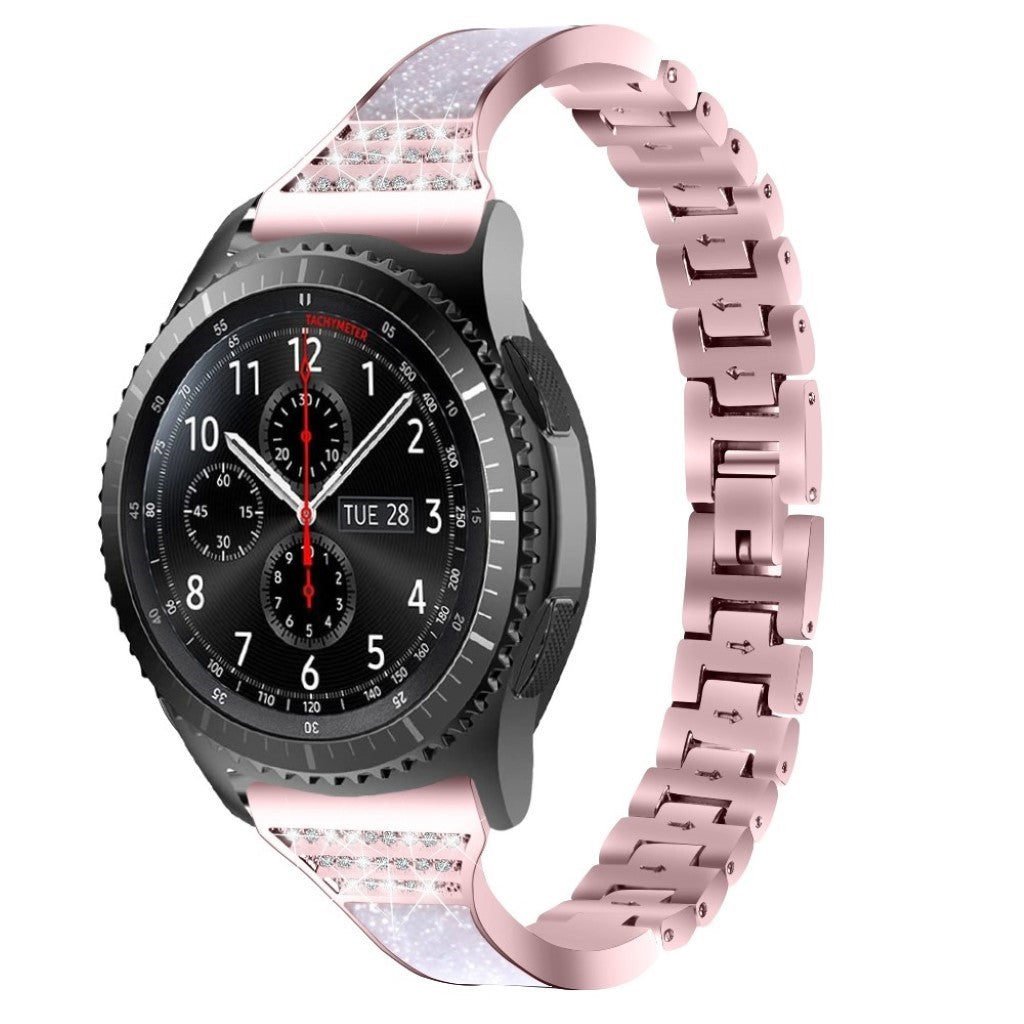  Samsung Gear S3 Frontier / Samsung Galaxy Watch (46mm) Metal og Rhinsten Rem - Pink#serie_2
