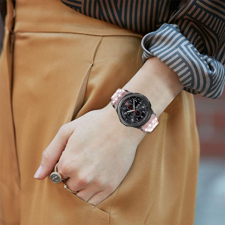 Samsung Gear S3 Frontier / Samsung Galaxy Watch (46mm) Metal og Rhinsten Rem - Pink#serie_2