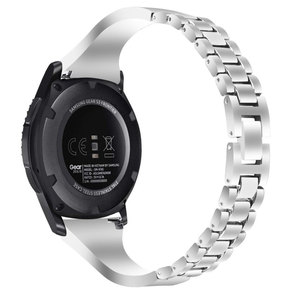  Samsung Gear S3 Frontier / Samsung Galaxy Watch (46mm) Metal og Rhinsten Rem - Sølv#serie_3