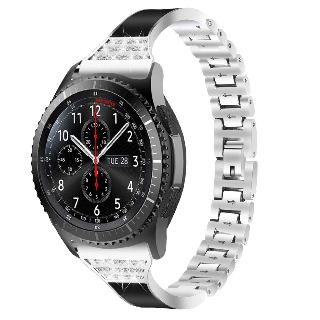  Samsung Gear S3 Frontier / Samsung Galaxy Watch (46mm) Metal og Rhinsten Rem - Sølv#serie_3