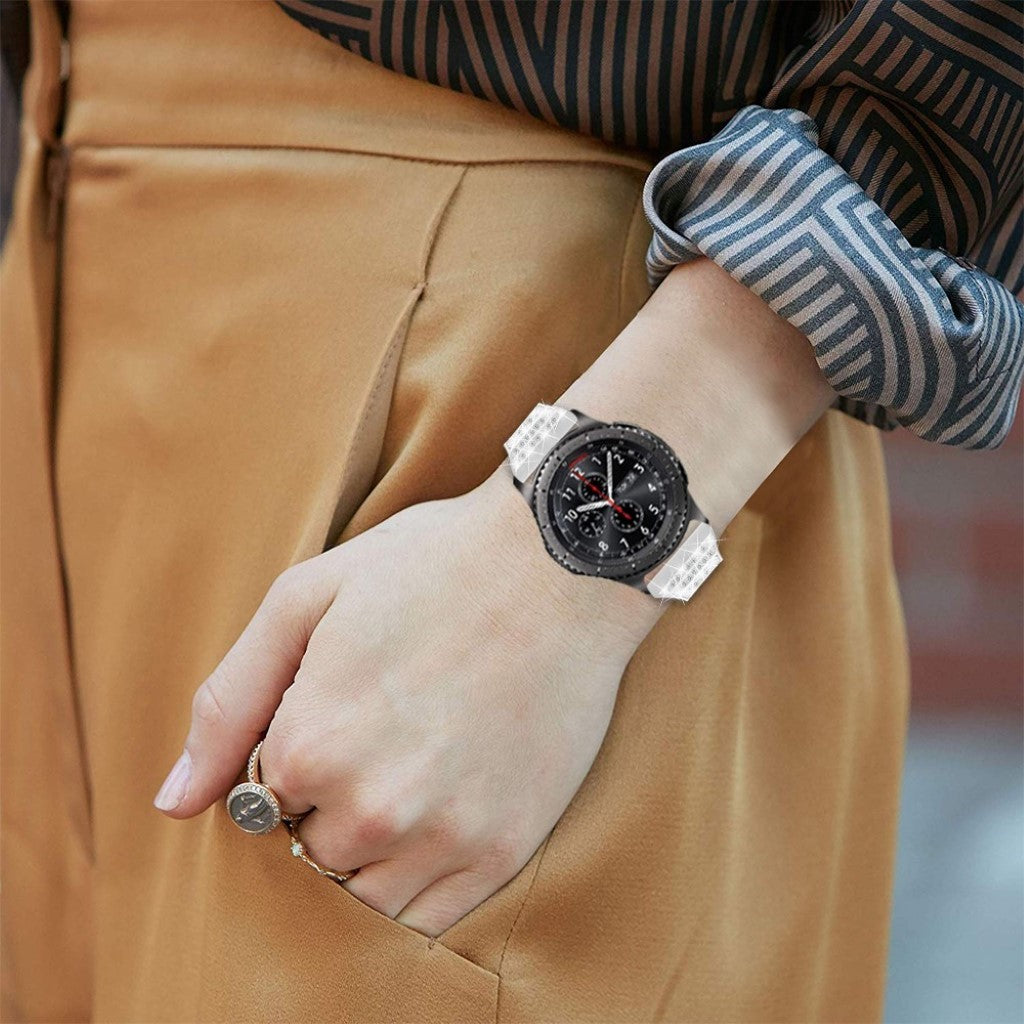 Samsung Gear S3 Frontier / Samsung Galaxy Watch (46mm) Metal og Rhinsten Rem - Sølv#serie_3