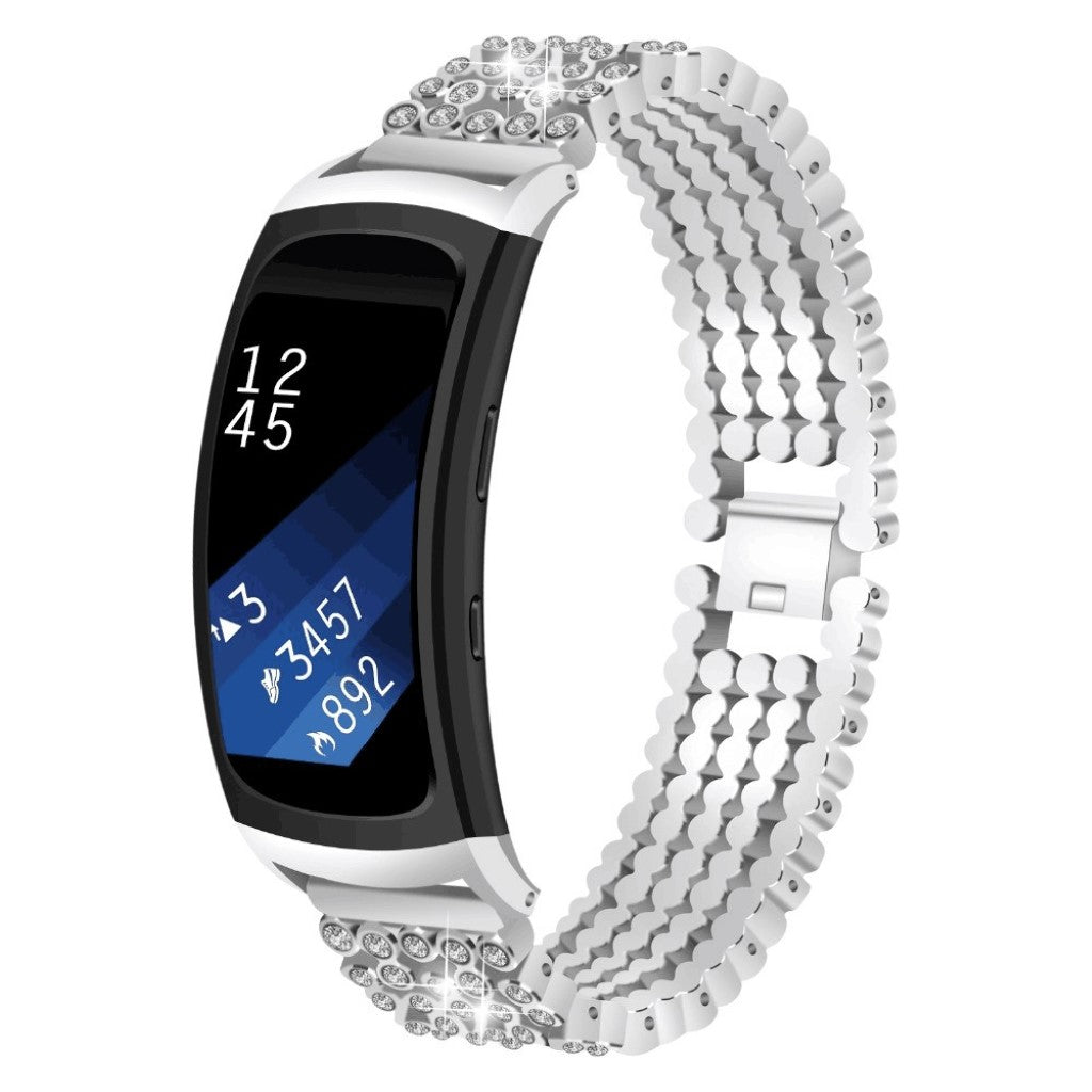 Meget godt Samsung Gear Fit2 Metal og Rhinsten Rem - Sølv#serie_2