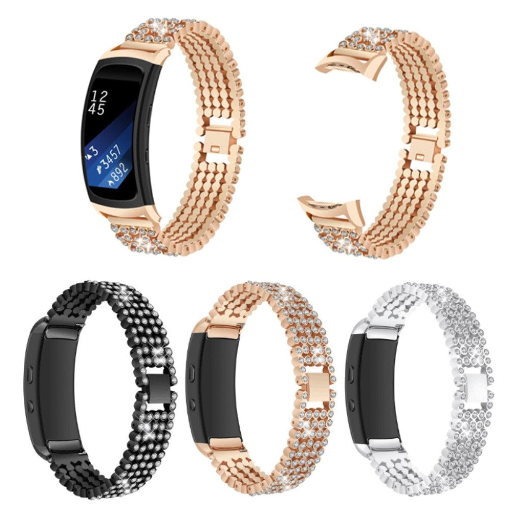 Meget godt Samsung Gear Fit2 Metal og Rhinsten Rem - Sort#serie_3