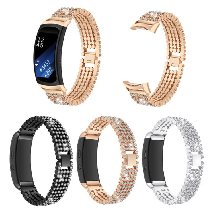 Meget godt Samsung Gear Fit2 Metal og Rhinsten Rem - Sort#serie_3