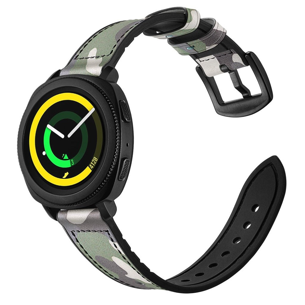 Glimrende Samsung Gear Sport Ægte læder og Silikone Rem - Grøn#serie_3
