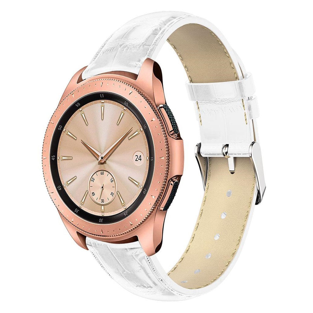 Rigtigt smuk Samsung Galaxy Watch (42mm) Ægte læder Rem - Hvid#serie_4
