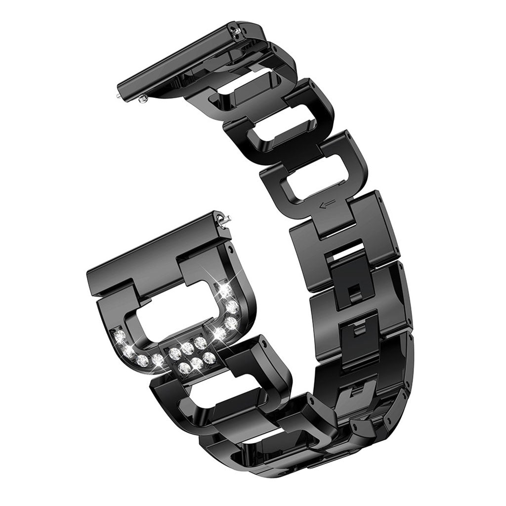 Smuk Samsung Galaxy Watch (42mm) Metal og Rhinsten Rem - Sort#serie_1