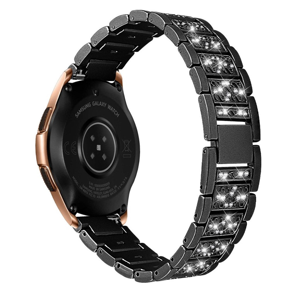 Fint Samsung Galaxy Watch (42mm) Metal og Rhinsten Rem - Sort#serie_1