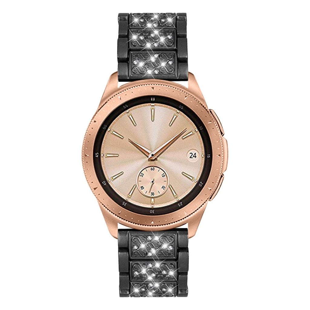 Fint Samsung Galaxy Watch (42mm) Metal og Rhinsten Rem - Sort#serie_1