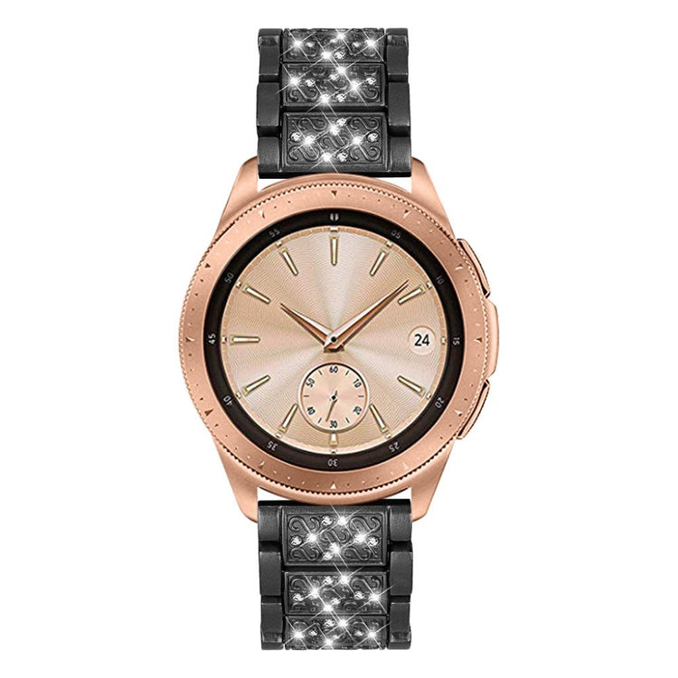 Fint Samsung Galaxy Watch (42mm) Metal og Rhinsten Rem - Sort#serie_1