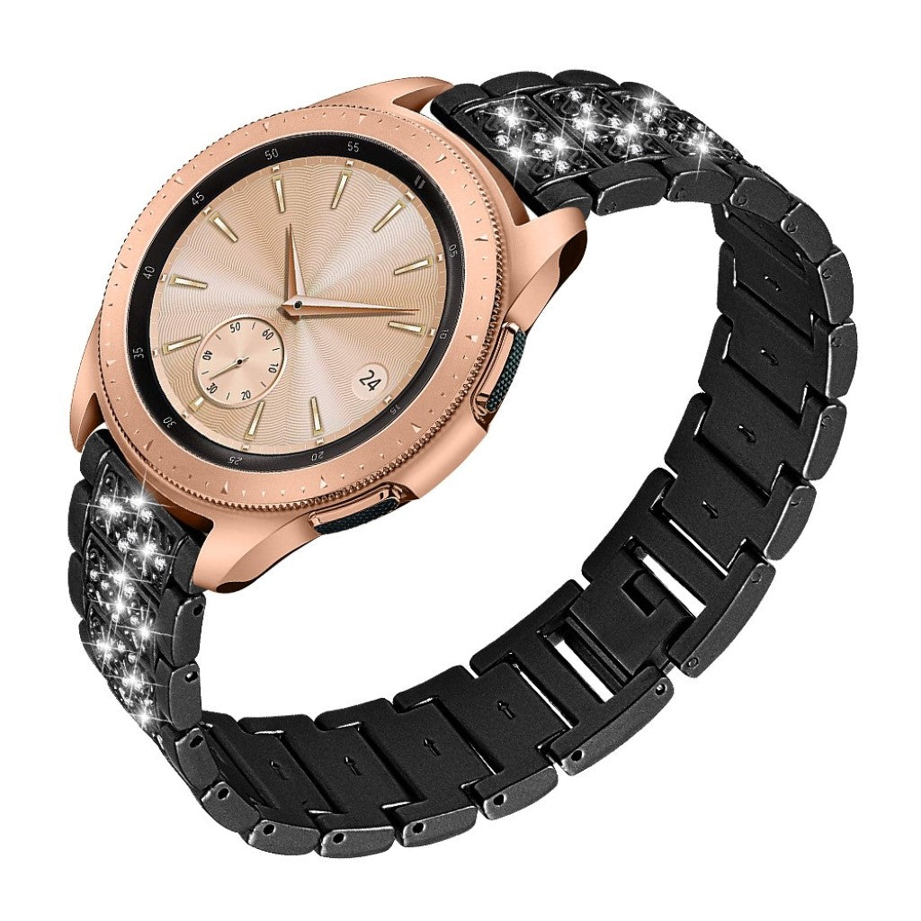 Fint Samsung Galaxy Watch (42mm) Metal og Rhinsten Rem - Sort#serie_1