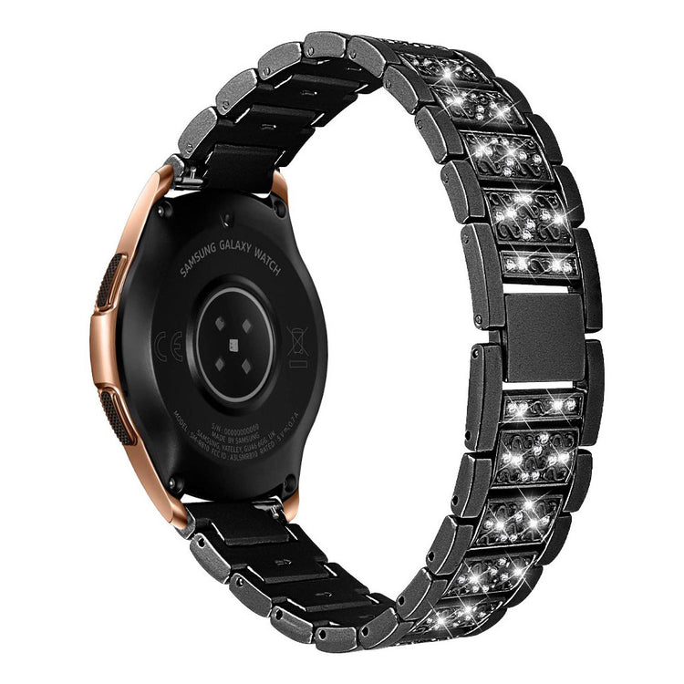 Fint Samsung Galaxy Watch (42mm) Metal og Rhinsten Rem - Sort#serie_1