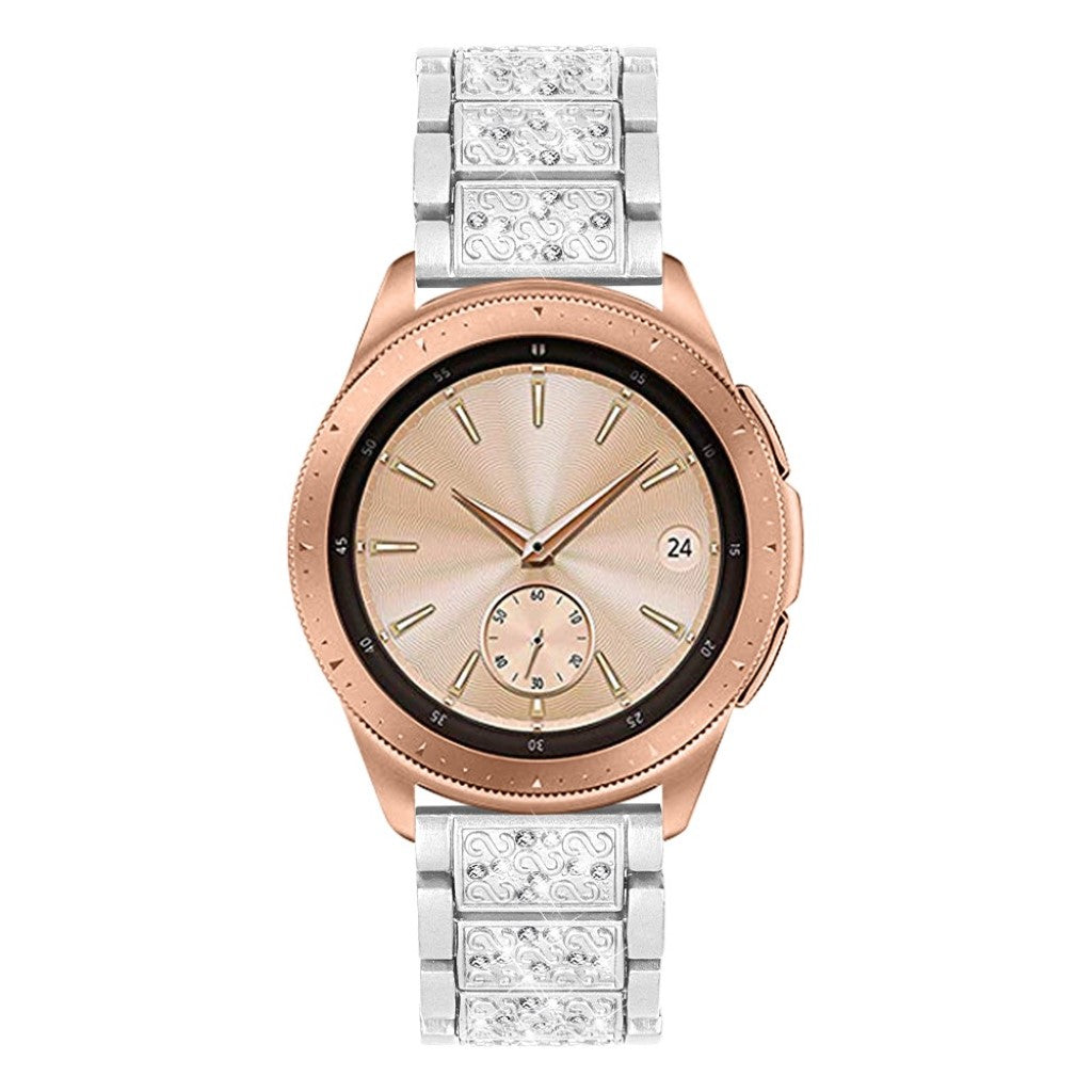 Fint Samsung Galaxy Watch (42mm) Metal og Rhinsten Rem - Sølv#serie_2