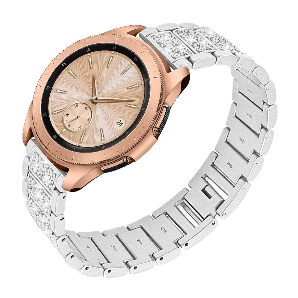 Fint Samsung Galaxy Watch (42mm) Metal og Rhinsten Rem - Sølv#serie_2