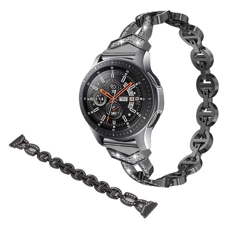 Kønt Samsung Galaxy Watch (42mm) Metal og Rhinsten Rem - Sort#serie_3