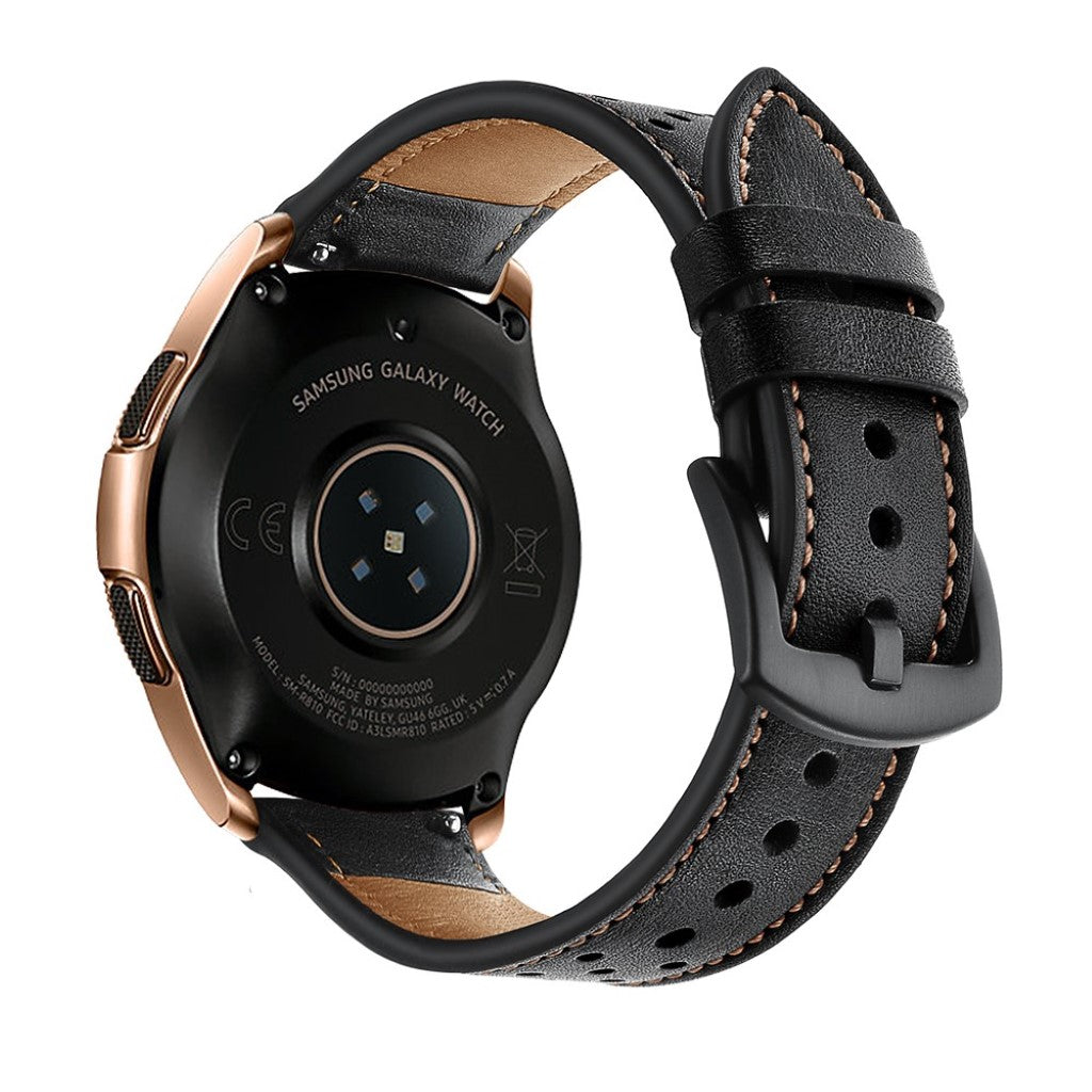Meget fed Samsung Galaxy Watch (42mm) Ægte læder Rem - Sort#serie_1