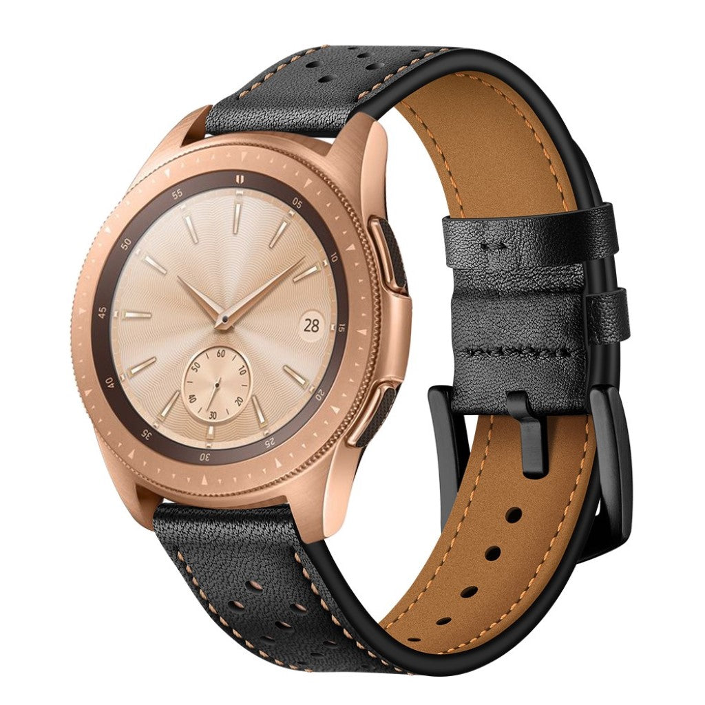 Meget fed Samsung Galaxy Watch (42mm) Ægte læder Rem - Sort#serie_1