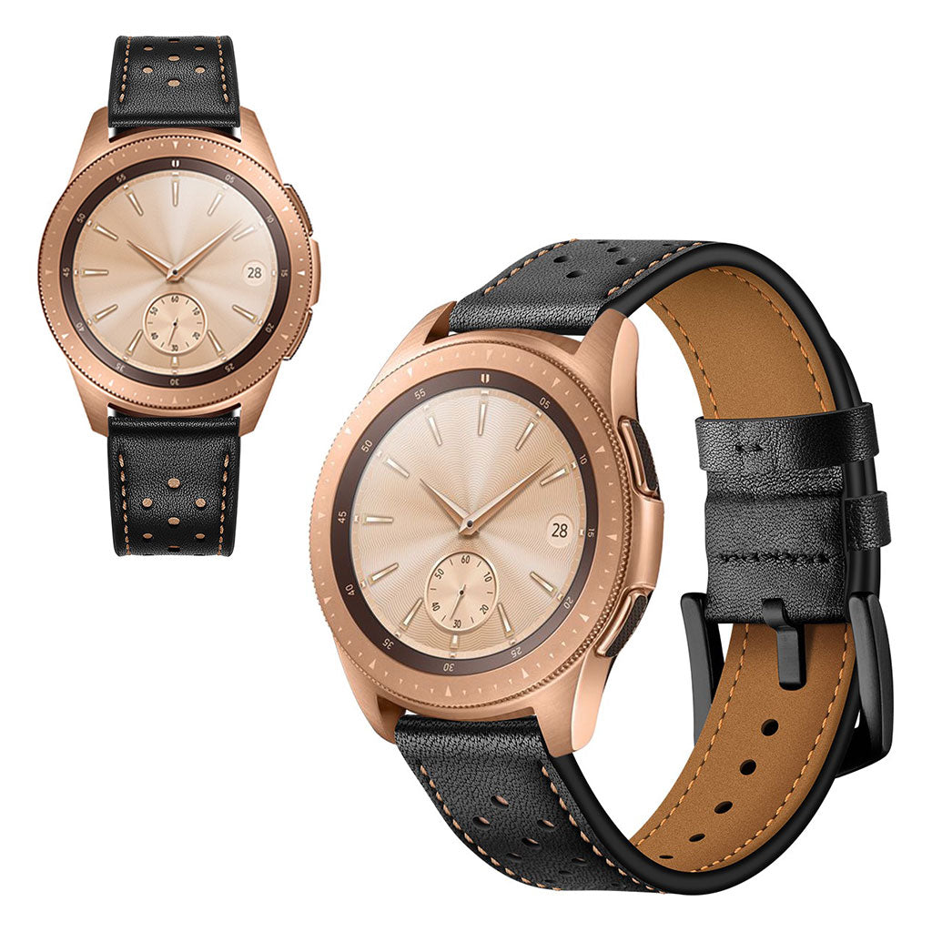 Meget fed Samsung Galaxy Watch (42mm) Ægte læder Rem - Sort#serie_1