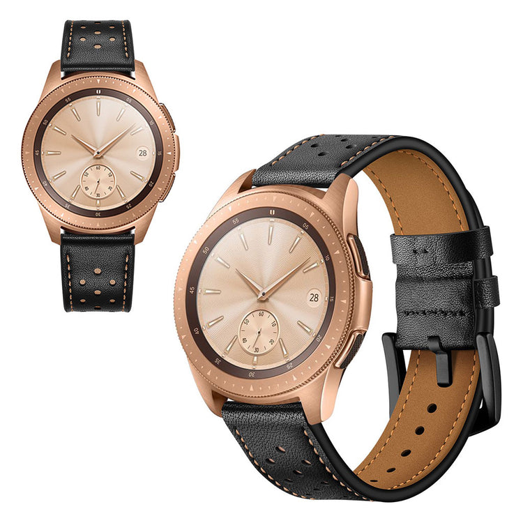 Meget fed Samsung Galaxy Watch (42mm) Ægte læder Rem - Sort#serie_1