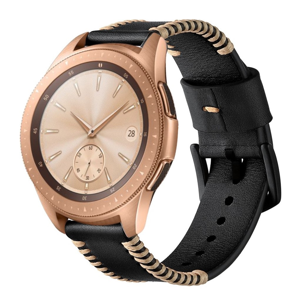 Mega kønt Samsung Galaxy Watch (42mm) Ægte læder Rem - Sort#serie_1