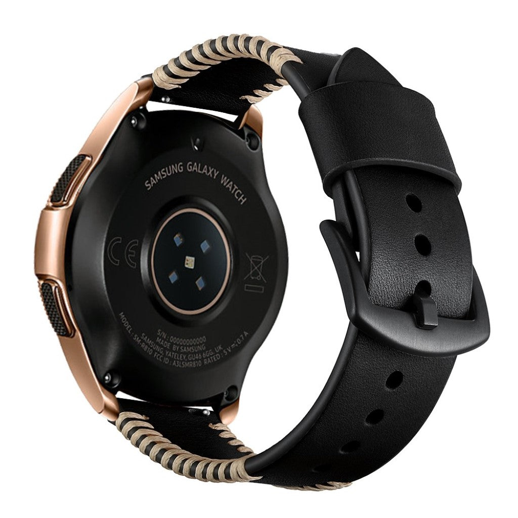 Mega kønt Samsung Galaxy Watch (42mm) Ægte læder Rem - Sort#serie_1